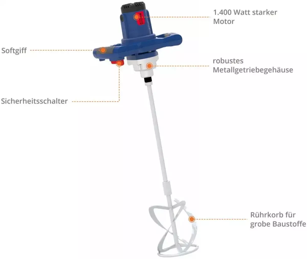 Statybinis maišytuvas - mikseris 1400 W